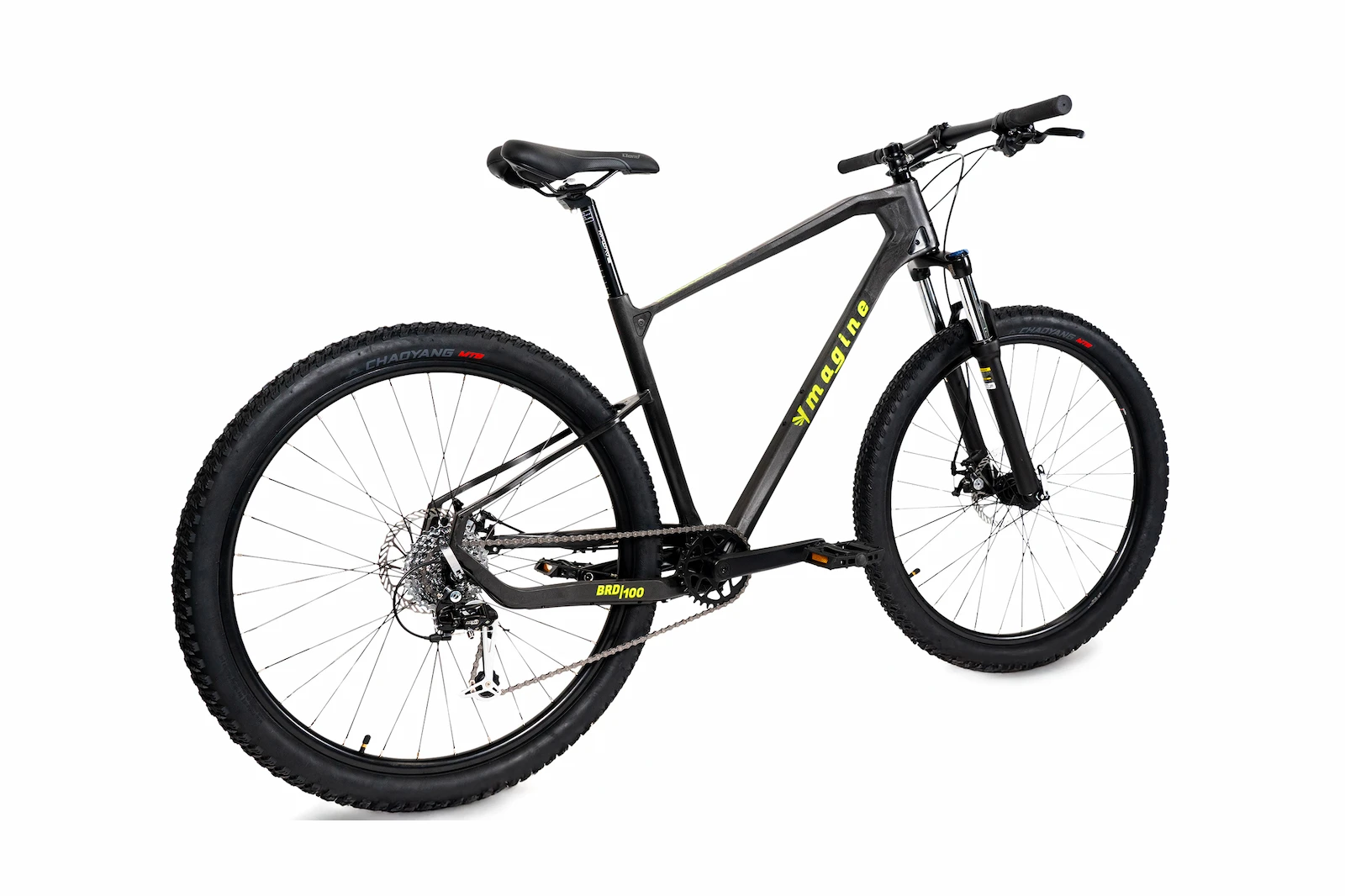 VTT Ymagine Le Baroudeur BRD 100 carbone, vue trois quarts arriere